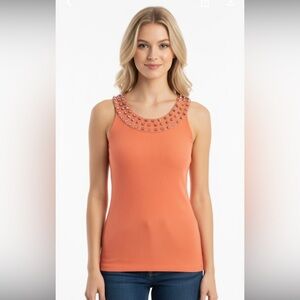 Ruby Sky salmon/peachy/coral/orange color sleeveless halter style tank top